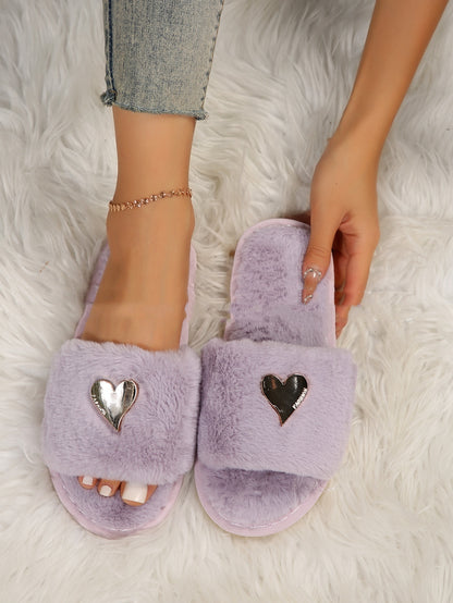 Fluff, Furry Women Plush Indoor House Slippers, Padded Fleece Bedroom Slippers