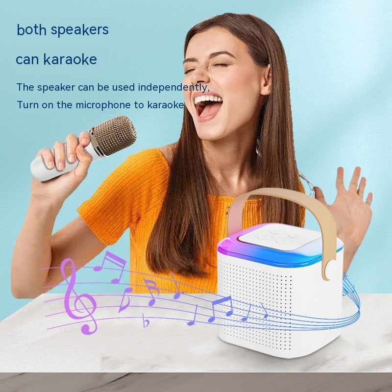 Microphone Karaoke Machine, Bluetooth Speaker With 2 Wireless Mic RGB, Light Up Family Singing Speaker