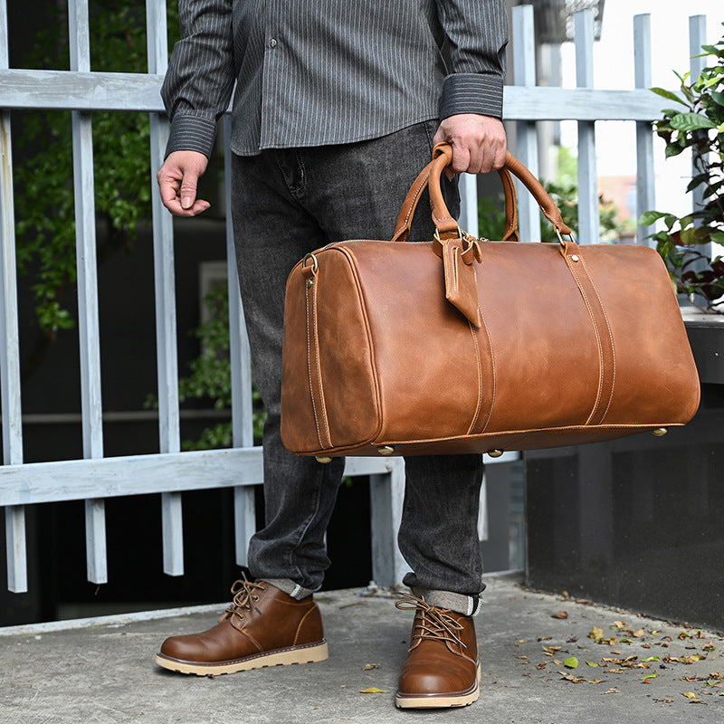 Vintage Leather, Travel Bag Multifunctional Leather Duffle Bag