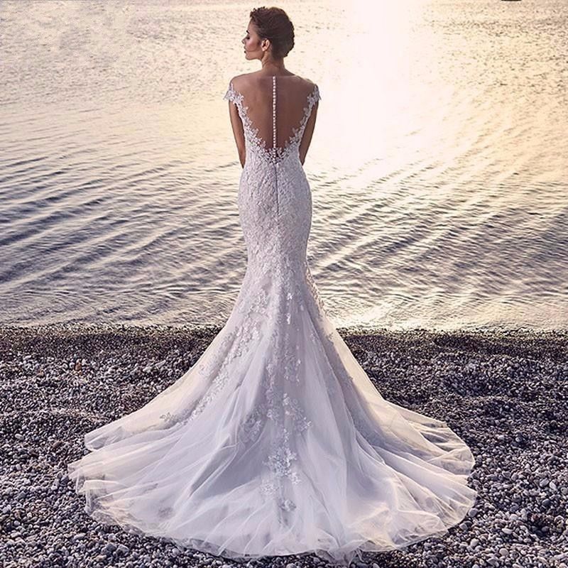 Bridal Perspective, Mermaid  Backless Lace Wedding Dress