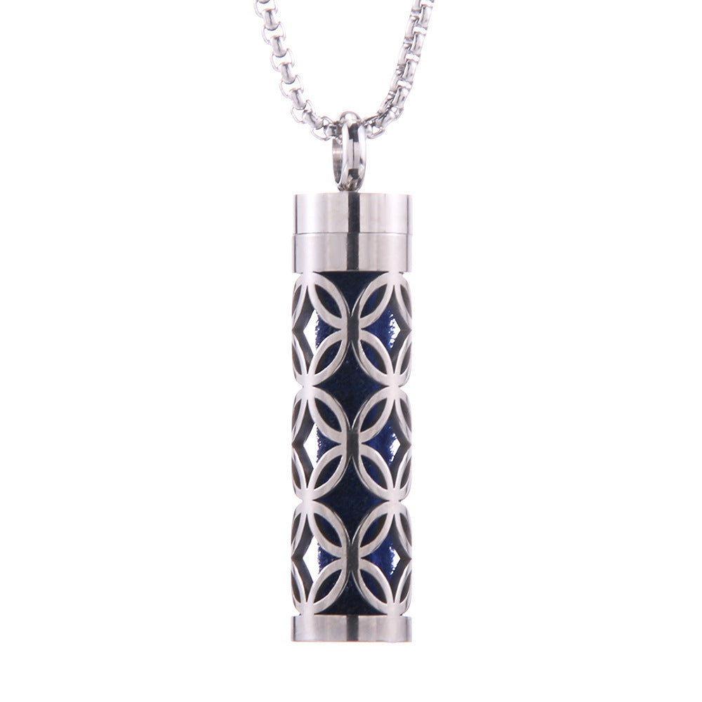 Love Aroma, Aromatherapy Essential Oil Perfume/Cologne Pendant, Stainless Steel Cylinder Necklace