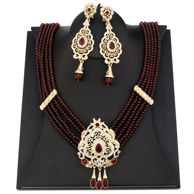 Ethnicity, Morocco Bridal Wedding Necklace Jewelry Set for Women