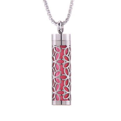 Love Aroma, Aromatherapy Essential Oil Perfume/Cologne Pendant, Stainless Steel Cylinder Necklace