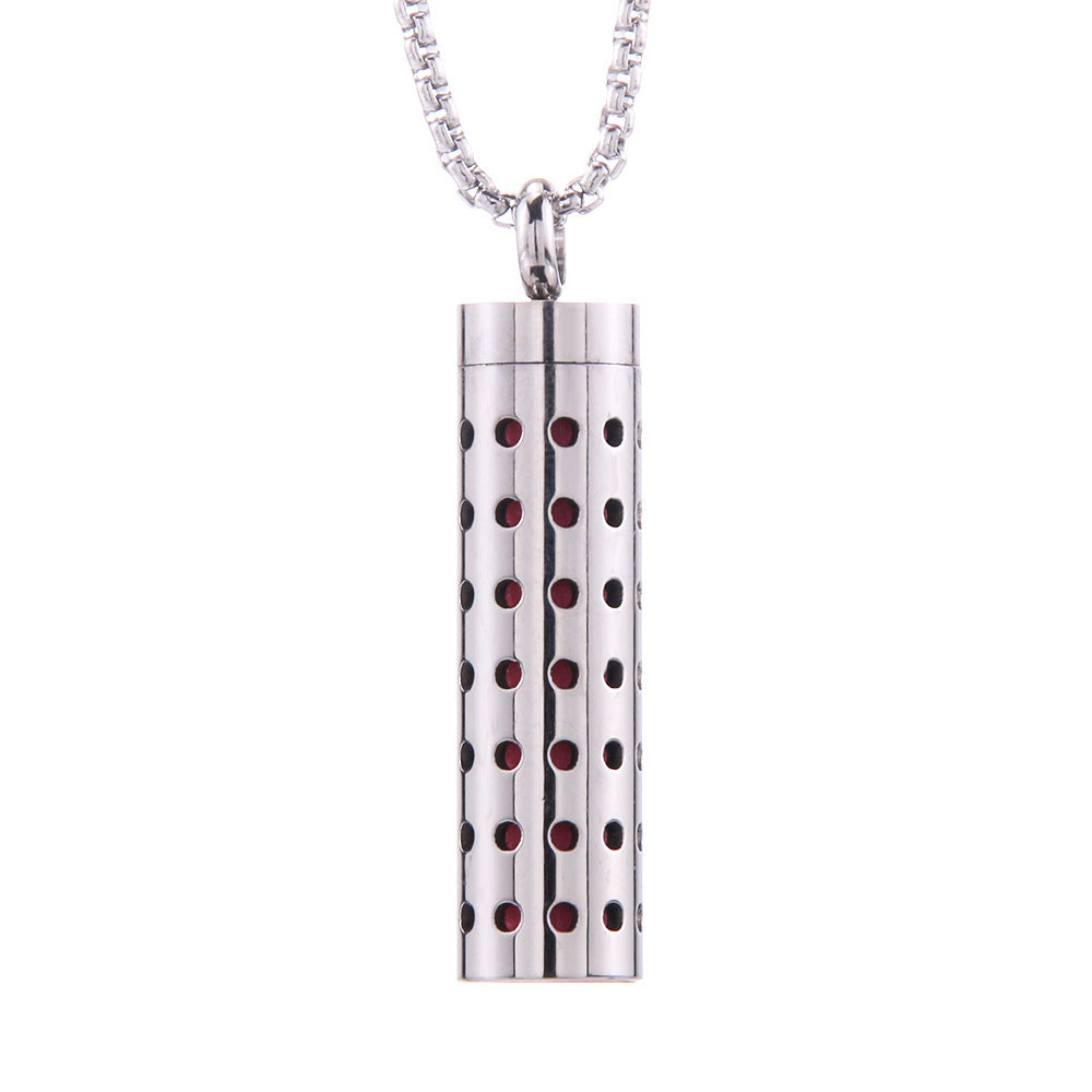 Love Aroma, Aromatherapy Essential Oil Perfume/Cologne Pendant, Stainless Steel Cylinder Necklace