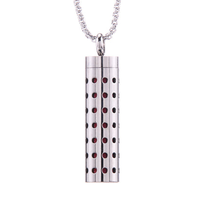 Love Aroma, Aromatherapy Essential Oil Perfume/Cologne Pendant, Stainless Steel Cylinder Necklace