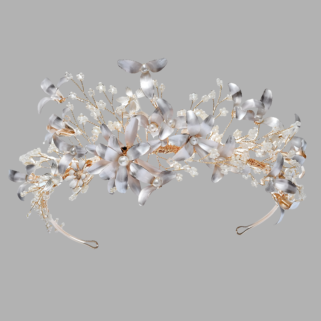 Woodland Fairy, Bridal Headdress with Handmade Flowers