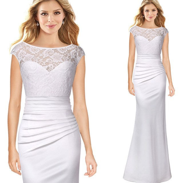 LIVELY, Lace Bodice with Side Ruching Long Wedding Party Dress, Bridesmaid Gown