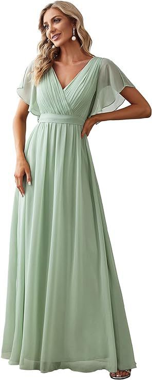 Rarity, Beautiful Chiffon Wrap Bodice Bridesmaid Dress in Multiple Colors and Sizes