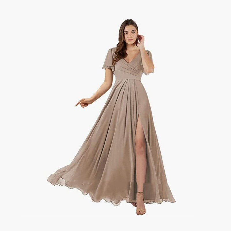 Maedin, V-neck Butterfly Sleeve Bridesmaid Dress