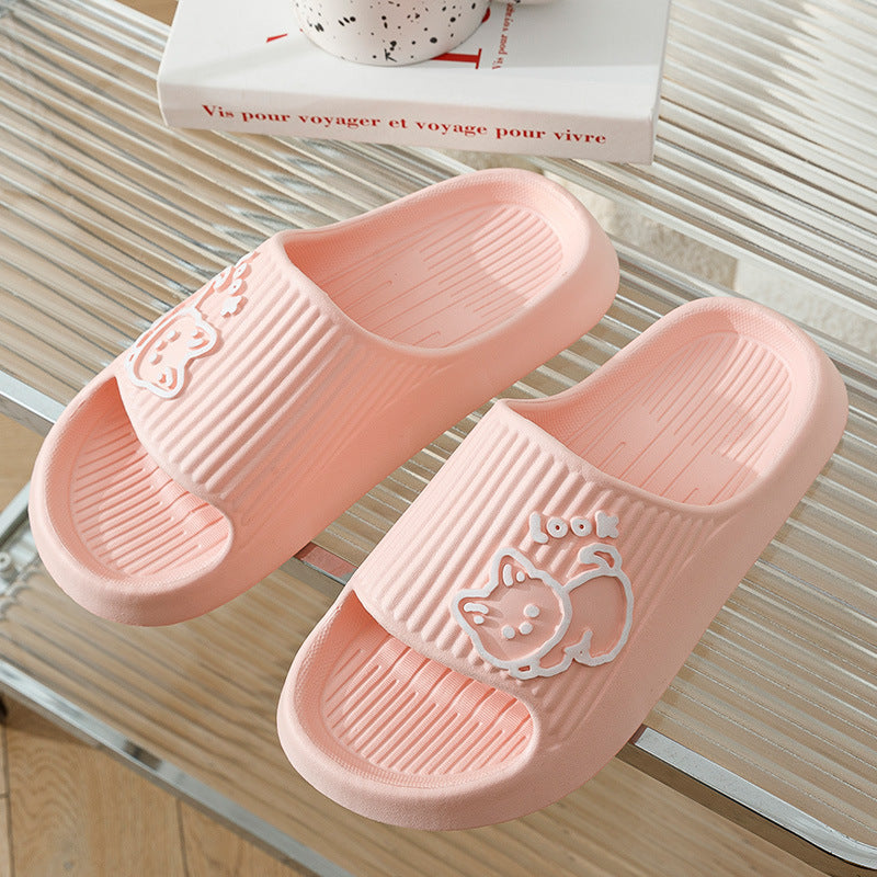 Cute Cat, Women Slippers, Thick Platform Non-Slip Slides for Indoor and Outdoor