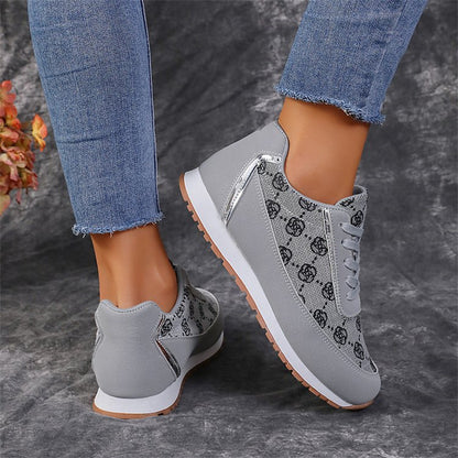 Fashion Designs, Casual Lightweight Printed Lace-up Sneakers, Breathable Fashion Walking Shoes for Women