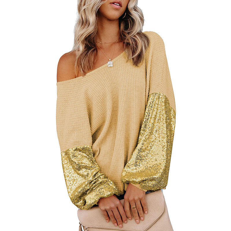 Starr, Sequined Low Back Knitted Long Sleeve Sweater