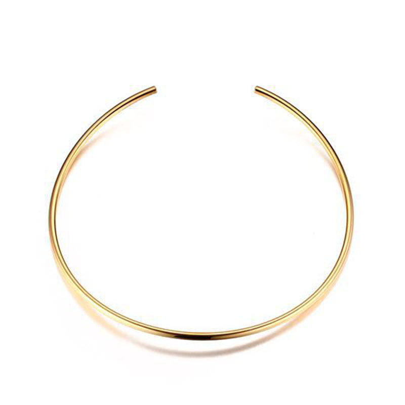 Cuffed, Titanium Steel Gold and Silver Collar, Gold Collar Covered in 18K Gold, Women&