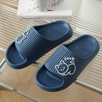 Cute Cat, Women Slippers, Thick Platform Non-Slip Slides for Indoor and Outdoor