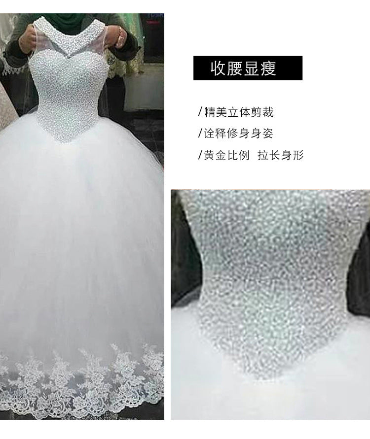 White Field, White Sweet Elegant Sleeveless Sequined V-Neck Wedding Dresses for Women