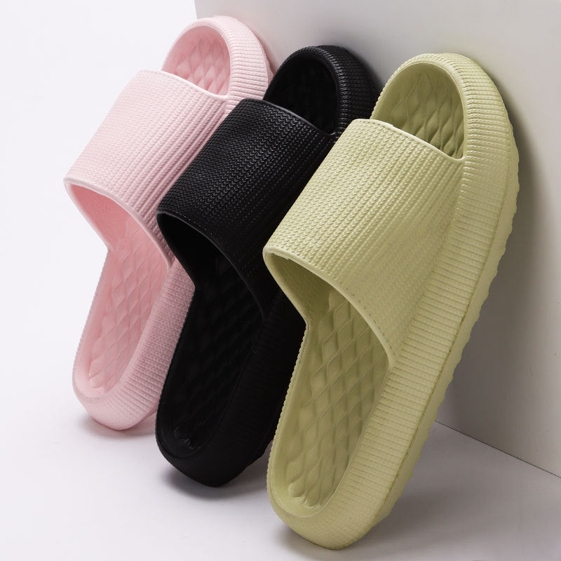 EVE, Summer EVA Slippers, Solid Color Rhombus Stripe Anti-slip Slippers New Women&