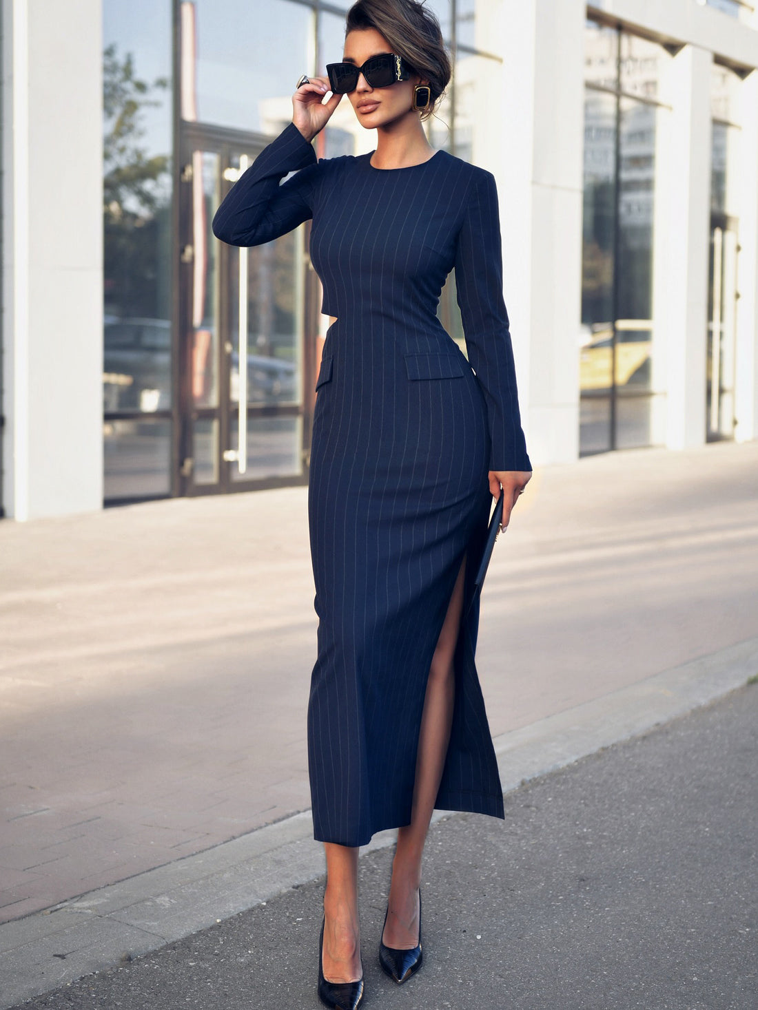 BOSS, Pin Stripe, Long Sleeve Stylish Professional Dress for Women