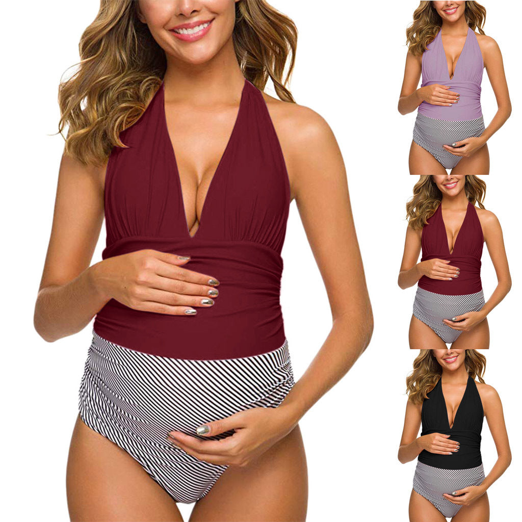 SCOONER, European And American High Elastic One-piece Maternity Swimsuit