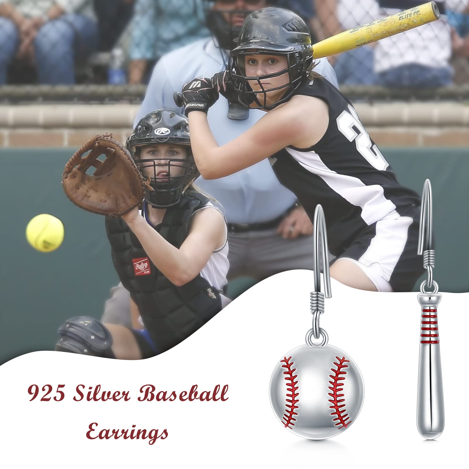 Baseball Earrings for Women Sterling Silver Baseball Bat Earrings Sport Lover Jewelry Gifts