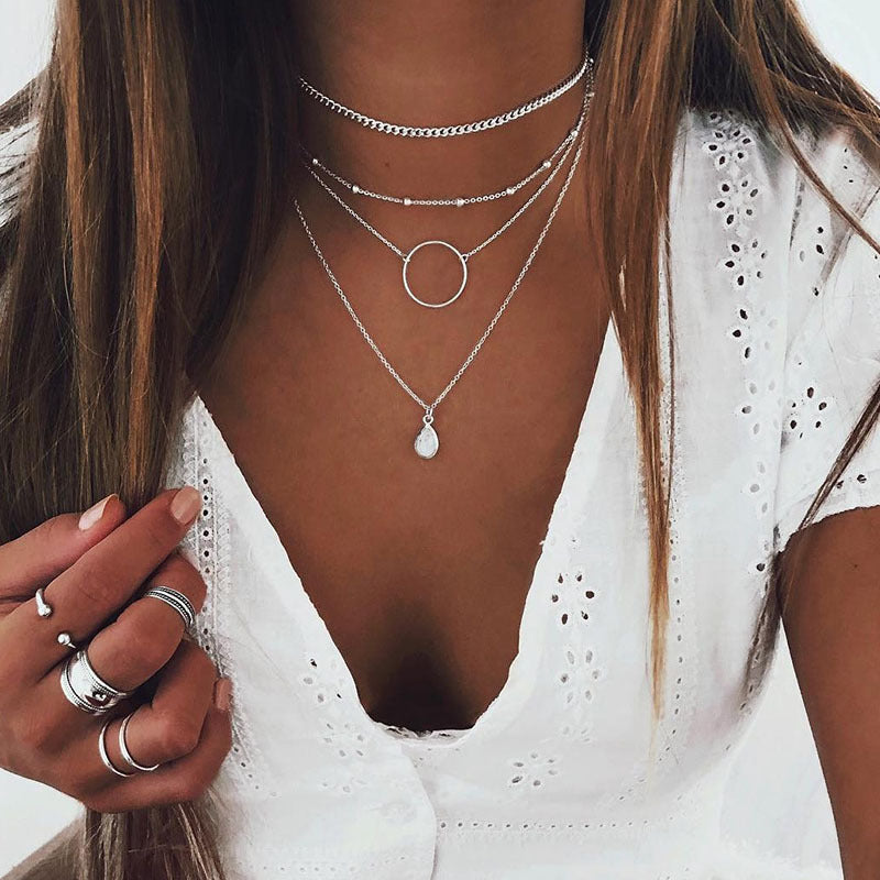 Boho Personality, Simple Multi Level Fashion Necklace