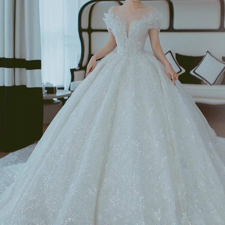 MayFair, Off Shoulder Ethereal French Design Wedding Gown