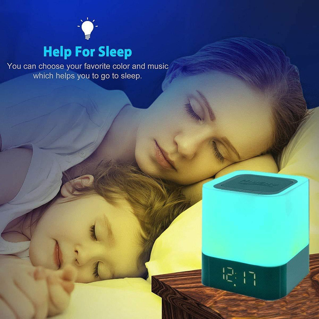 Alarm Clock Bluetooth Speaker Touch Screen LED Light Portable Colorful Light Desktop Audio