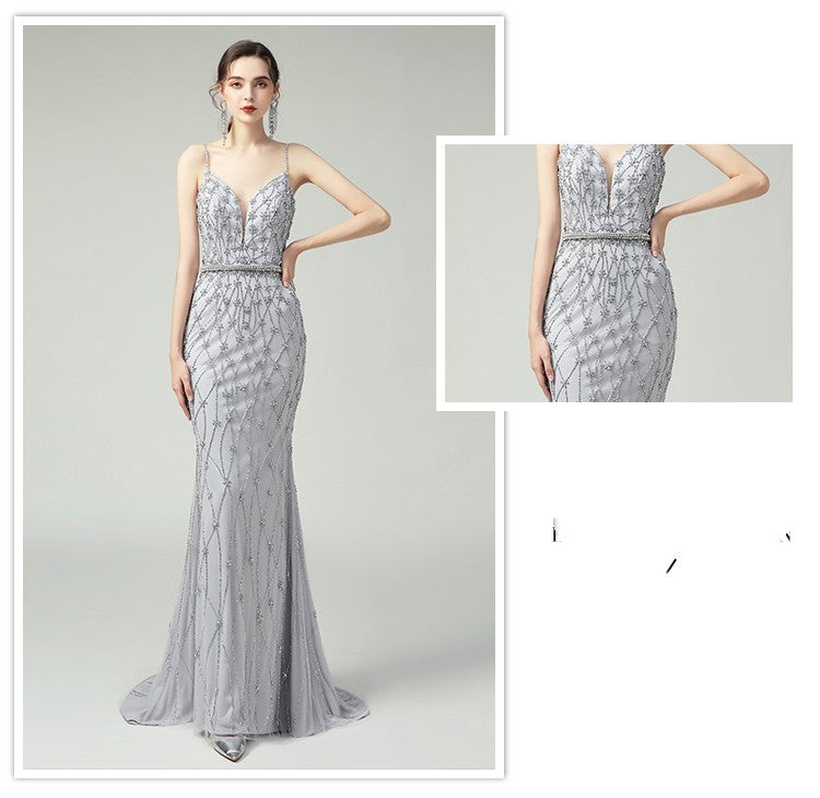 Serenade, Silver Two Piece Intricate Banquet Formal Gown