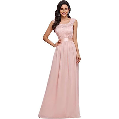 Palisade, Fashionable Traditional Round Neck Lace Bodice Bridesmaid Formal Gown (Plus Sizes)