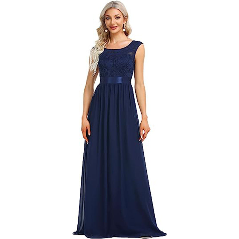 Palisade, Fashionable Traditional Round Neck Lace Bodice Bridesmaid Formal Gown (Plus Sizes)