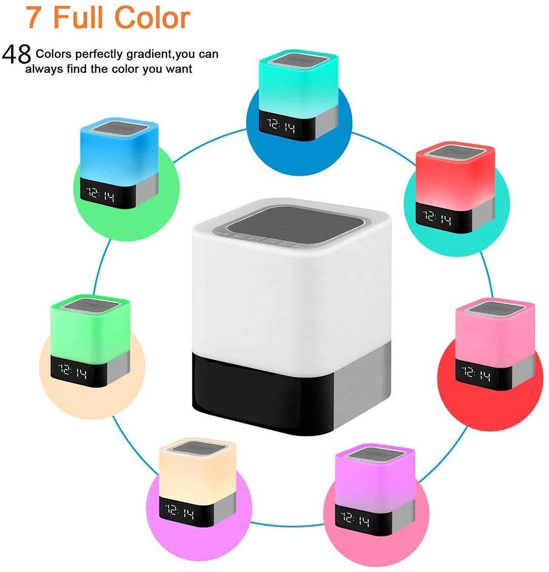 Alarm Clock Bluetooth Speaker Touch Screen LED Light Portable Colorful Light Desktop Audio