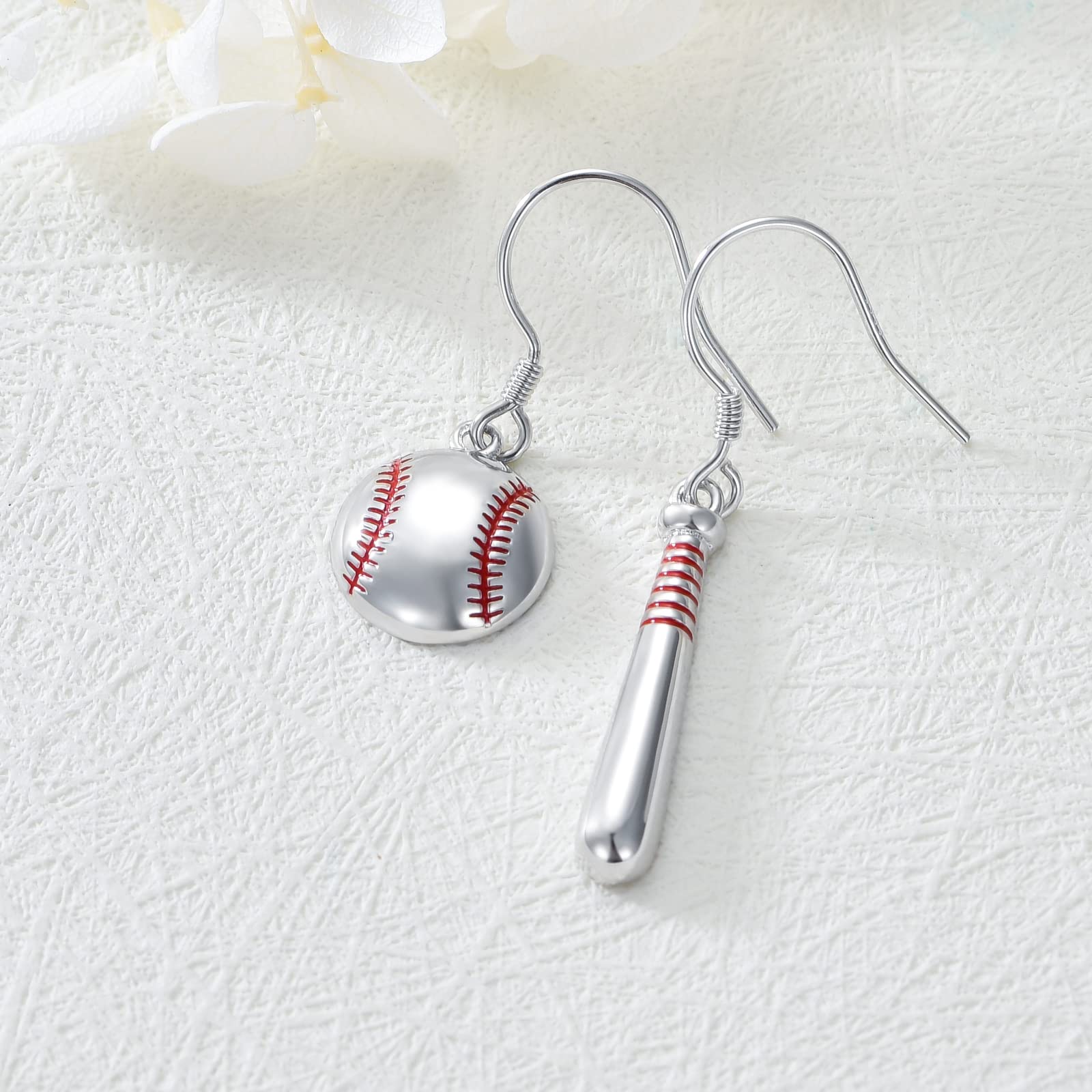 Baseball Earrings for Women Sterling Silver Baseball Bat Earrings Sport Lover Jewelry Gifts