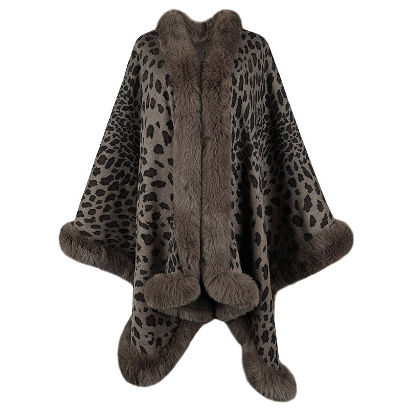 DAWN, Autumn and Winter New Fur Collar Cape Cardigan For Women