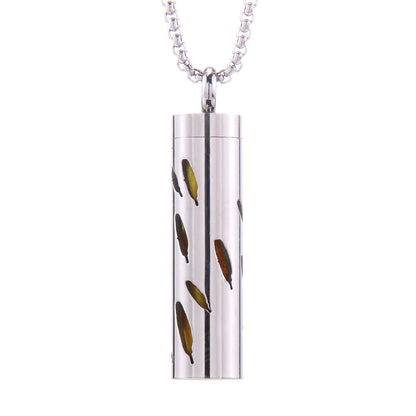 Love Aroma, Aromatherapy Essential Oil Perfume/Cologne Pendant, Stainless Steel Cylinder Necklace